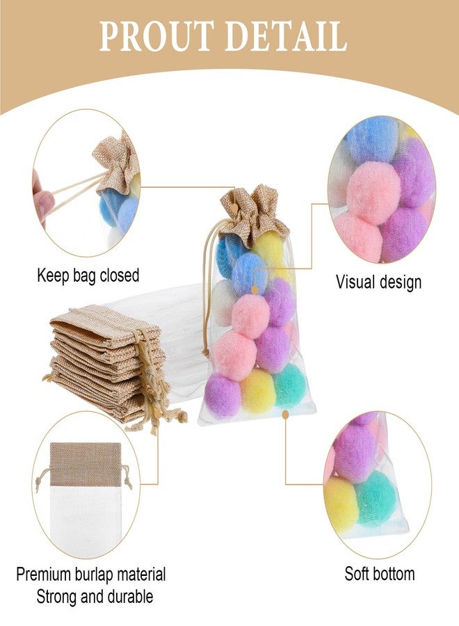 Aeaocvo 10 PCS Small Mesh Gift Bags with Drawstring 4 × 6 In, Burlap and Organza Gift Bags for Wedding Baby Shower Party Candy Cosmetic Sample Treat Mesh Pouch - Image 3